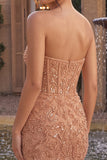 Sparkly Champagne Corset Tight Beaded Short Homecoming Dress