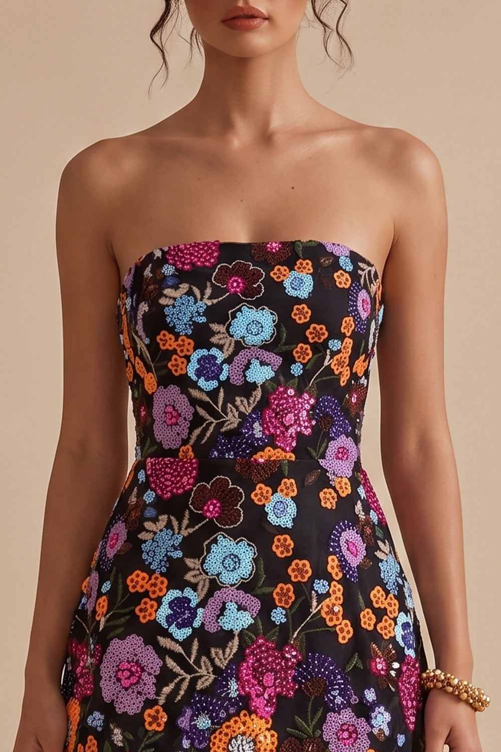 Sparkly Black A Line Floral Sequin Short Homecoming Dress with Embroidery