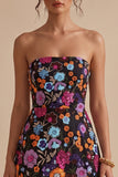 Sparkly Black A Line Floral Sequin Short Homecoming Dress with Embroidery