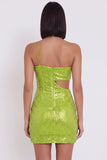 Sparkly Yellow Green Sequin Tight Cut Out Short Homecoming Dress