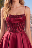 Blue Corset Sequins A-Line Spaghetti Straps Short Homecoming Dress