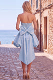 Black Corset Strapless Bubble A Line Short Homecoming Dress with Bow