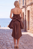 Black Corset Strapless Bubble A Line Short Homecoming Dress with Bow