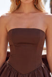 Black Corset Strapless Bubble A Line Short Homecoming Dress with Bow
