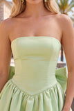 Black Corset Strapless Bubble A Line Short Homecoming Dress with Bow