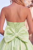 Black Corset Strapless Bubble A Line Short Homecoming Dress with Bow