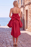 Black Corset Strapless Bubble A Line Short Homecoming Dress with Bow