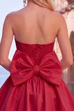 Black Corset Strapless Bubble A Line Short Homecoming Dress with Bow