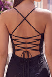 Black Floral Tight Spaghetti Straps Short Homecoming Dress