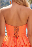 Sparkly Grey Green Keyhole Strapless Beaded Tiered Short Homecoming Dress