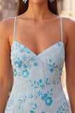 Apricot Floral Tight Spaghetti Straps Sequin Short Homecoming Dress