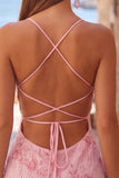 Apricot Floral Tight Spaghetti Straps Sequin Short Homecoming Dress