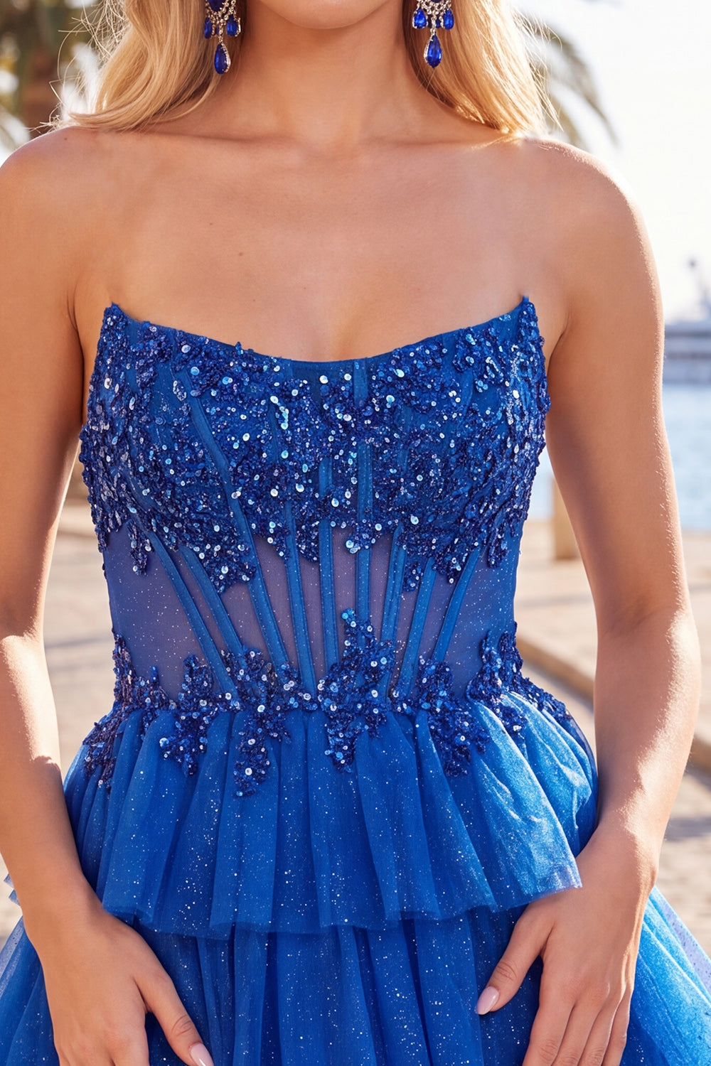 Black Corset A Line Tiered Short Homecoming Dress with Appliques