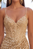 Sparkly Dark Green Sequins Tight Spaghetti Straps Short Corset Homecoming Dress