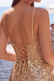 Sparkly Dark Green Sequins Tight Spaghetti Straps Short Corset Homecoming Dress