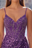 Sparkly Dark Green Sequins Tight Spaghetti Straps Short Corset Homecoming Dress