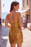 Sparkly Dark Green Sequins Tight Spaghetti Straps Short Corset Homecoming Dress
