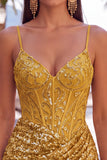 Sparkly Dark Green Sequins Tight Spaghetti Straps Short Corset Homecoming Dress
