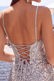 Sparkly Dark Green Sequins Tight Spaghetti Straps Short Corset Homecoming Dress