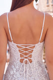 Sparkly Dark Green Sequins Tight Spaghetti Straps Short Corset Homecoming Dress