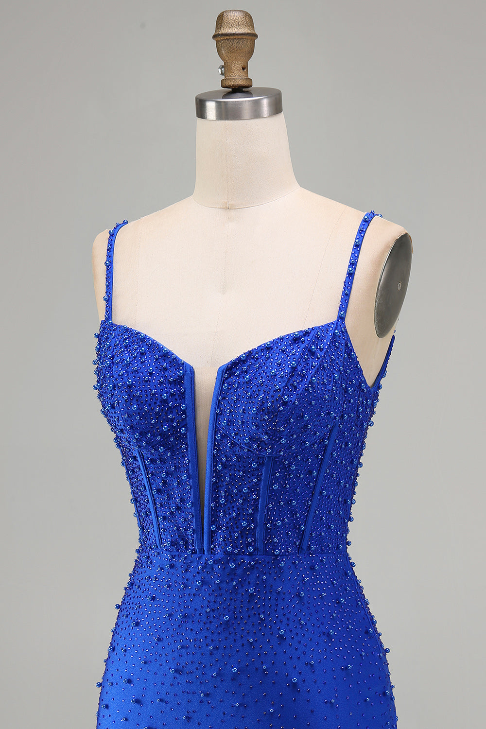Sparkly Royal Blue Tight Corset Short Homecoming Dress with Beading