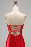 Sparkly Red Keyhole Satin Tight Short Beaded Homecoming Dress