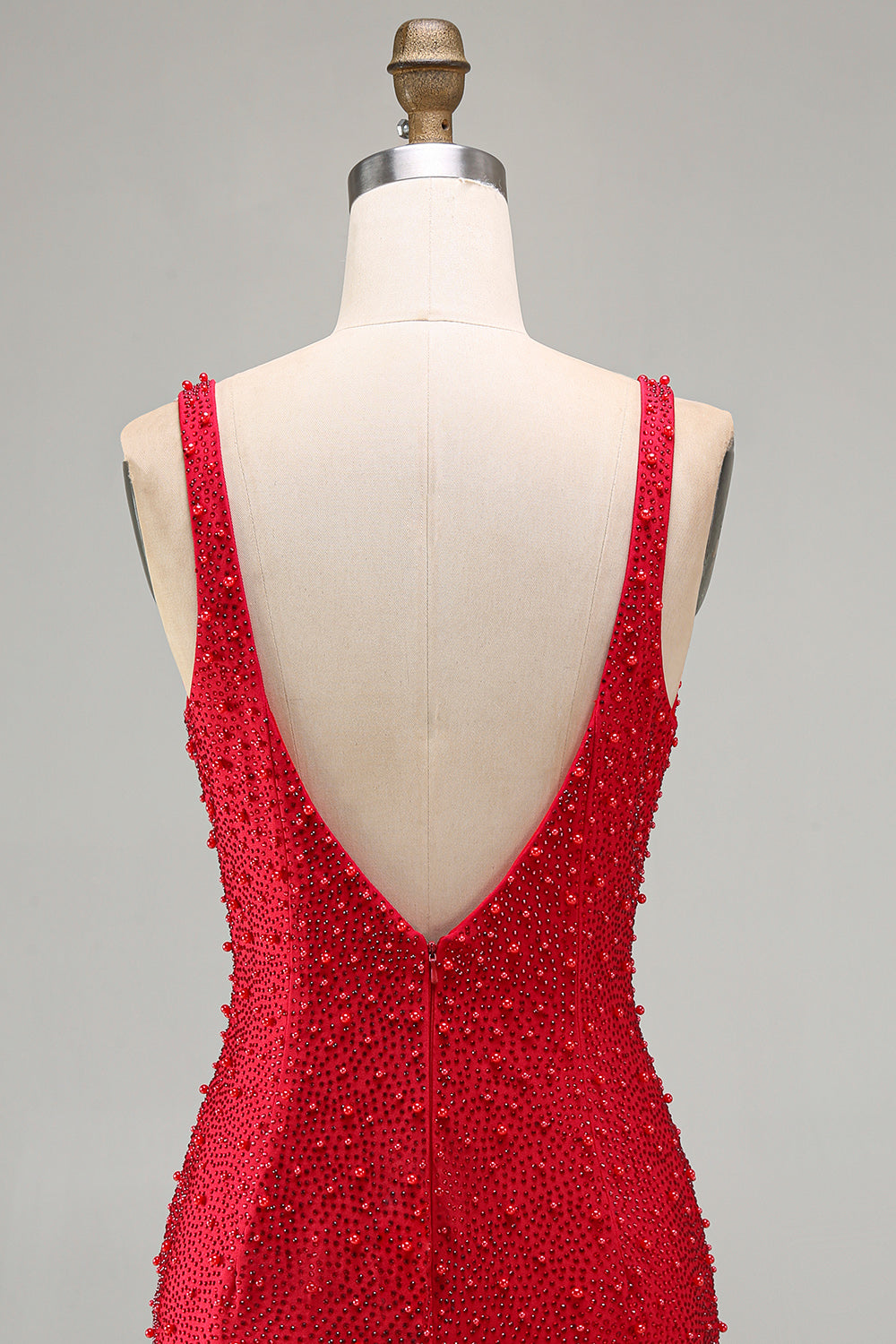 Sparkly Red V-Neck Tight Beaded Short Homecoming Dress