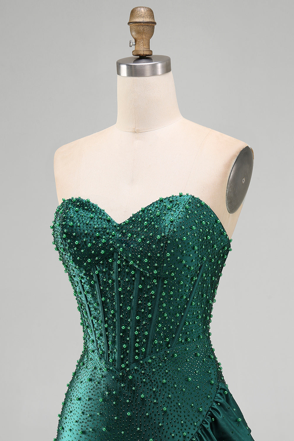 Sparkly Dark Green Sweetheart Tight Ruffled Short Corset Homecoming Dress