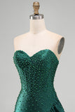 Sparkly Dark Green Sweetheart Tight Ruffled Short Corset Homecoming Dress