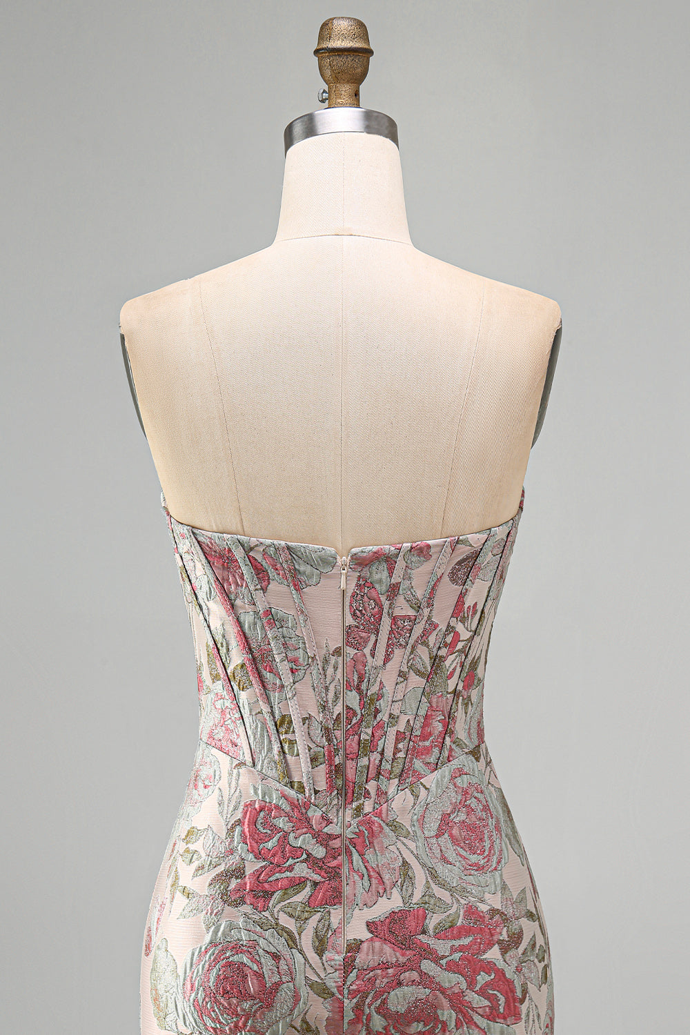 Pink Flower Jacquard Corset Tight Ruched Sweetheart Short Homecoming Dress