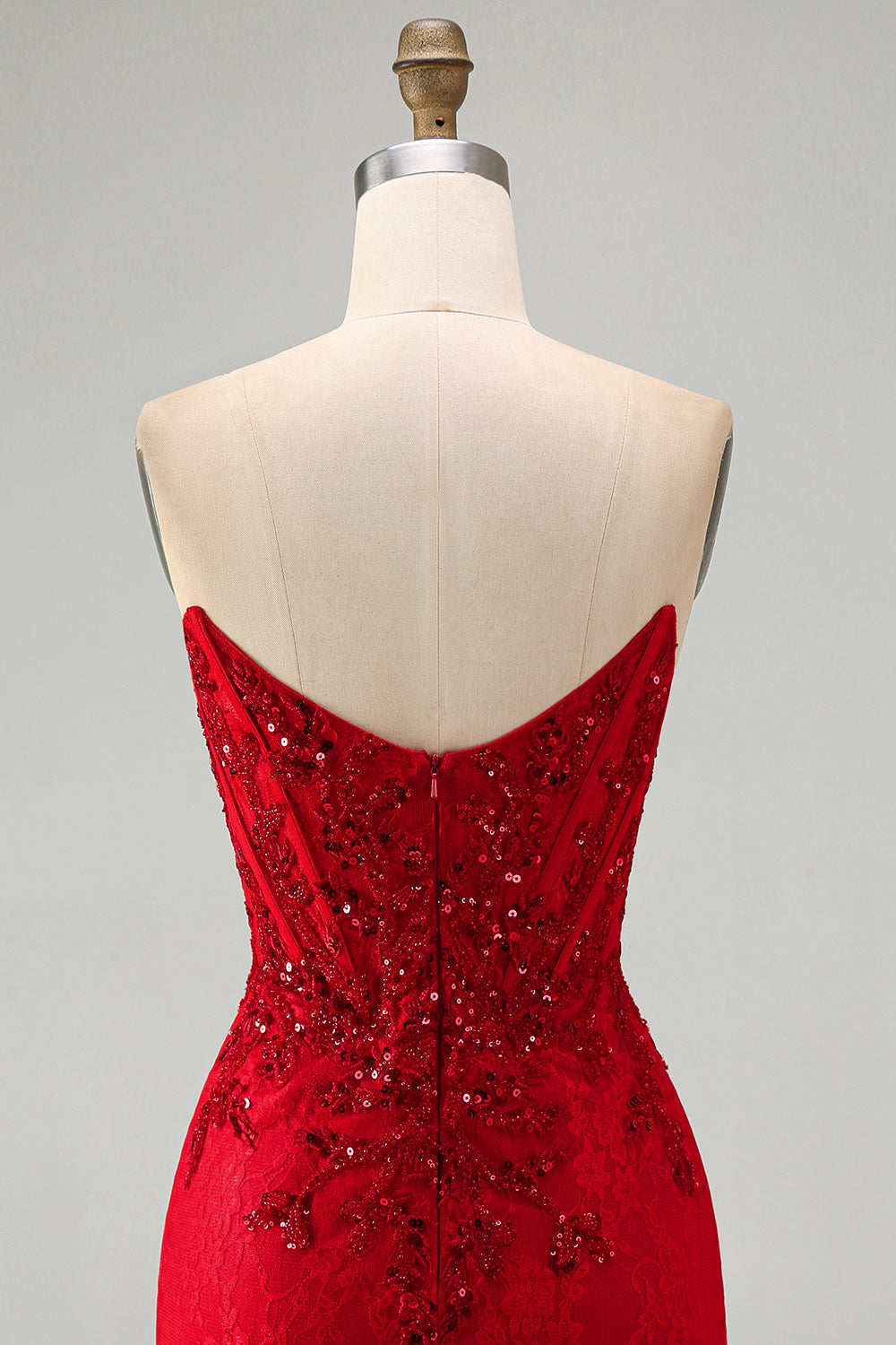 Red Corset Sequins Lace Sweetheart Tight Short Homecoming Dress
