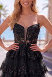 Navy Corset Sweetheart Tiered Short Homecoming Dress with Ruffles