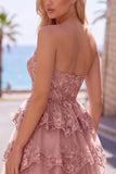 Navy Corset Sweetheart Tiered Short Homecoming Dress with Ruffles