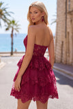 Navy Corset Sweetheart Tiered Short Homecoming Dress with Ruffles