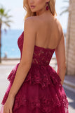 Navy Corset Sweetheart Tiered Short Homecoming Dress with Ruffles