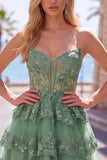Navy Corset Sweetheart Tiered Short Homecoming Dress with Ruffles