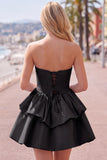 Dark Green Corset Strapless Tiered Short Ruffled Homecoming Dress