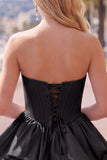 Dark Green Corset Strapless Tiered Short Ruffled Homecoming Dress