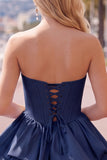 Dark Green Corset Strapless Tiered Short Ruffled Homecoming Dress