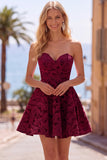 White Lace A Line Sweetheart Lace-up Back Short Homecoming Dress