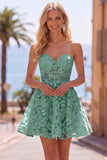 White Lace A Line Sweetheart Lace-up Back Short Homecoming Dress