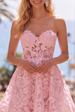 White Lace A Line Sweetheart Lace-up Back Short Homecoming Dress