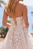 White Lace A Line Sweetheart Lace-up Back Short Homecoming Dress