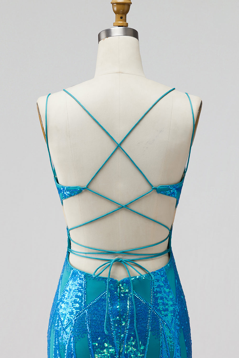 Sparkly Turquoise Tight Cut Out Short Sequin Homecoming Dress