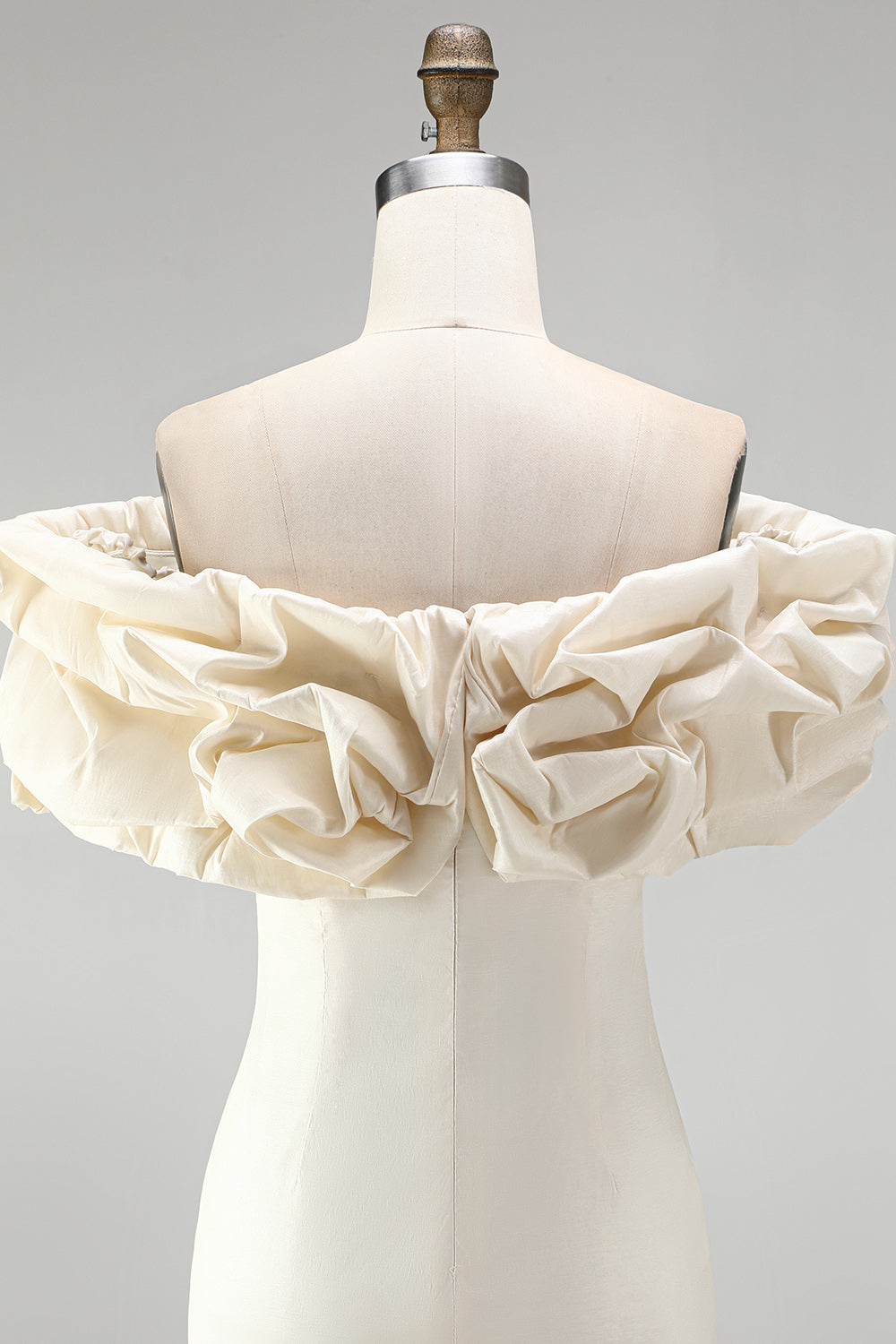 Ivory Tight Off the Shoulder Ruffled Satin Short Graduation Homecoming Dress