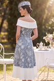 Grey White A-Line Floral Beaded High-Low Mother of the Bride Dress