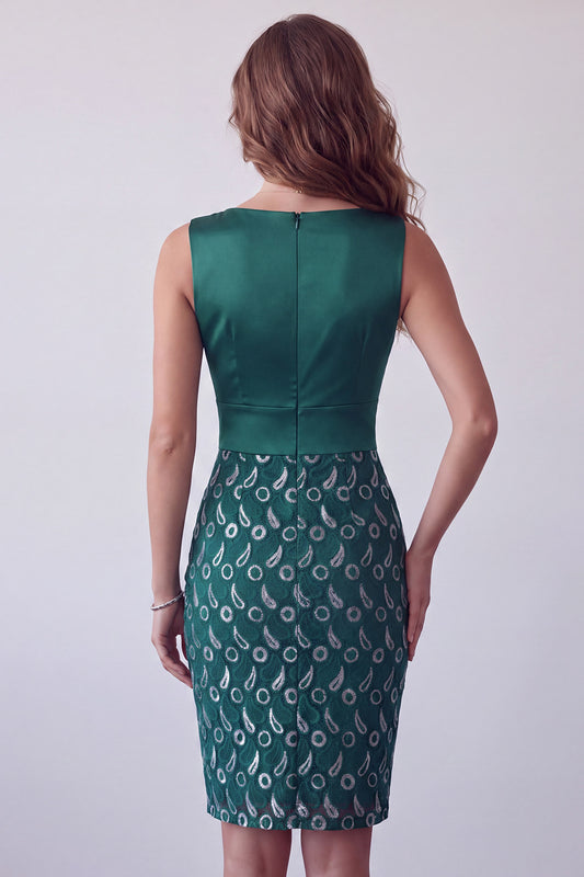 Sparkly Dark Green Satin Tight Sequin Ruched Midi Homecoming Dress