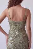 Sparkly Olive Tight Sequin Floral Short Homecoming Dress