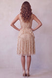 Sparkly Champagne A Line Floral Sequin Midi Cocktail Dress