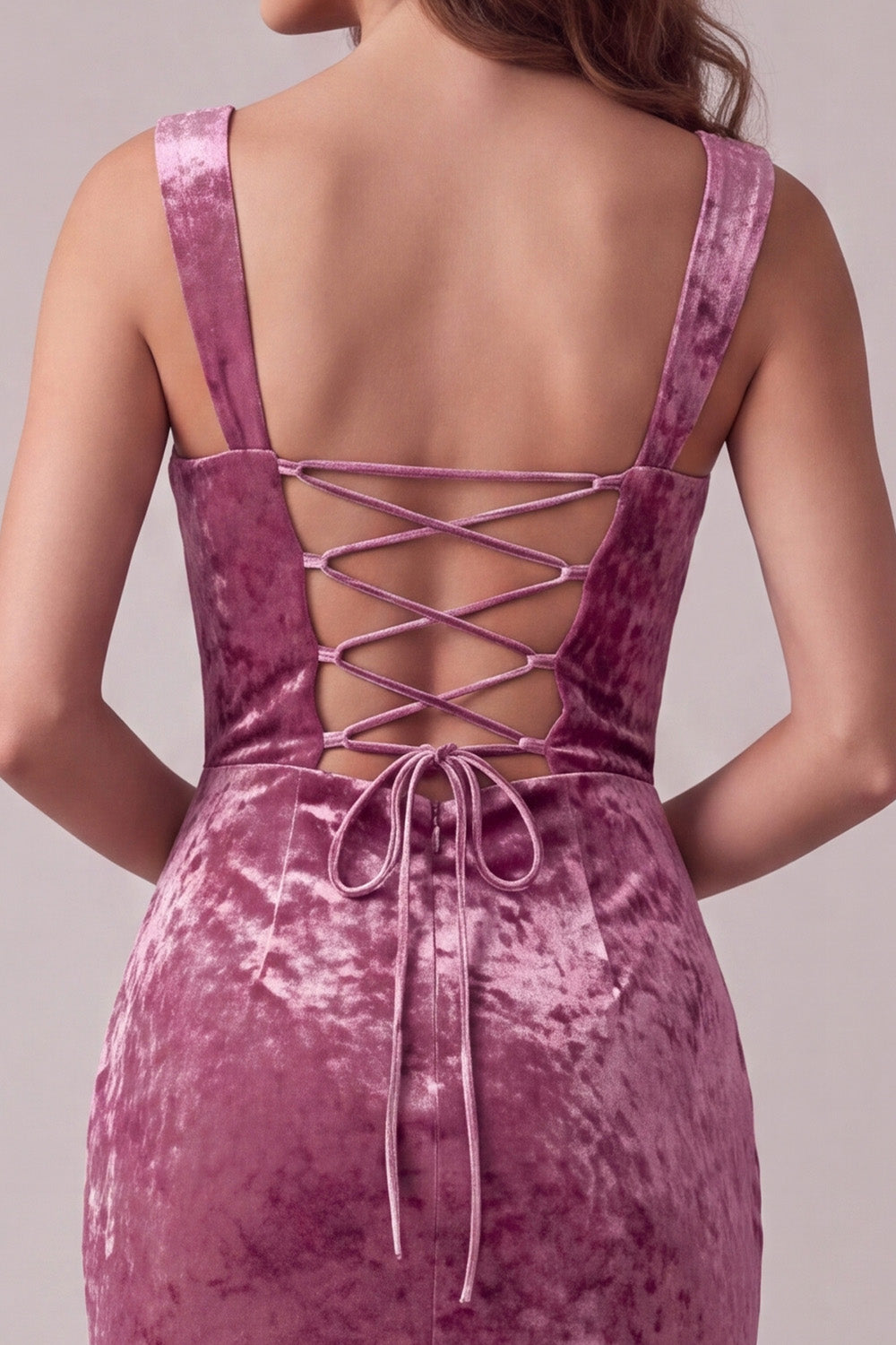 Fuchsia Bodycon Ruched Midi Velvet Holiday Dress with Slit